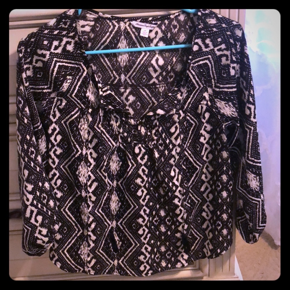 Brown and white blouse
